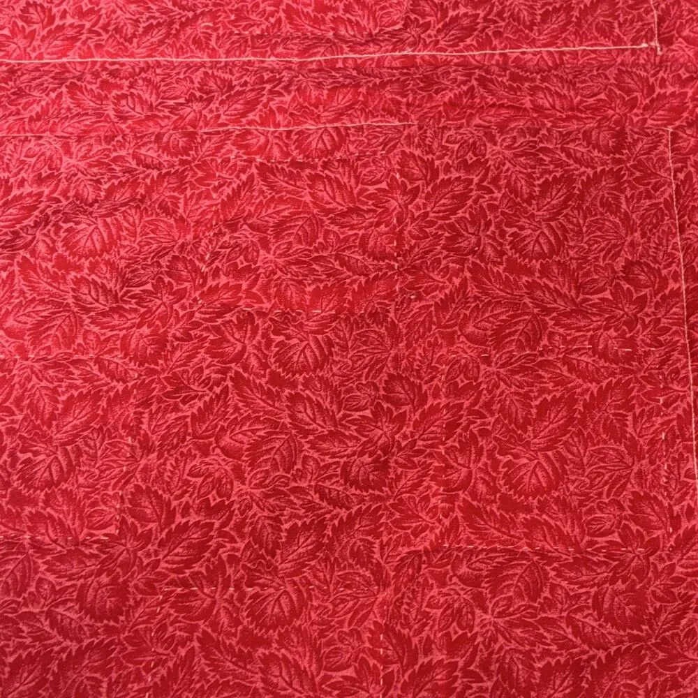Red Blue White Patchwork Quilt Cottage Style 37 x 48 Rectangular